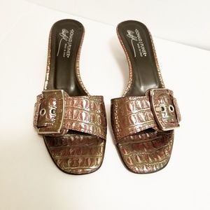 Donald J Pliner Embossed Leather Mules Size 9M